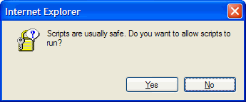 IE6 error message: 'Scripts are usually safe. Do you want to allow scripts to run?'