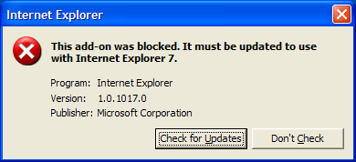 IE7 First Run Message