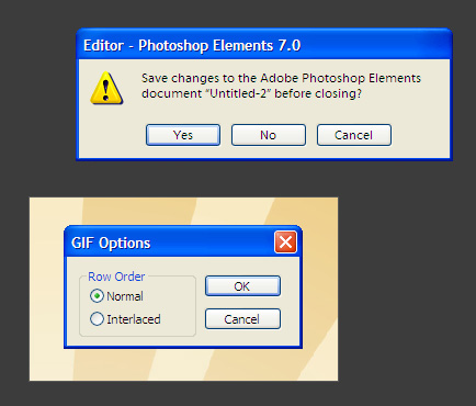 PSE7 GIF options window