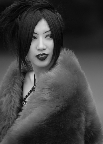 Japanese woman in synthetic fur