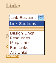 Links menu screenshot