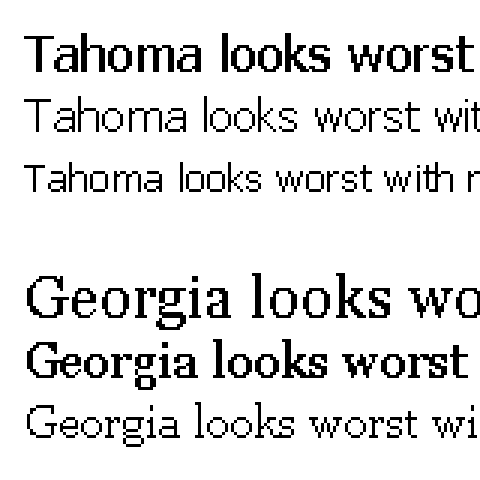 Non-smoothed fonts enlarged